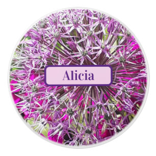 Allium & Summer Flowers Personalised Ceramic Knob