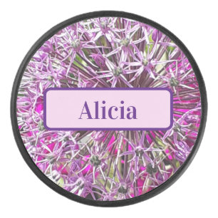 Allium & Summer Flowers Personalised Hockey Puck