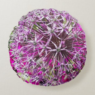 Allium & Summer Flowers Round Cushion