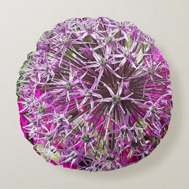 Allium & Summer Flowers  Round Cushion (Front)