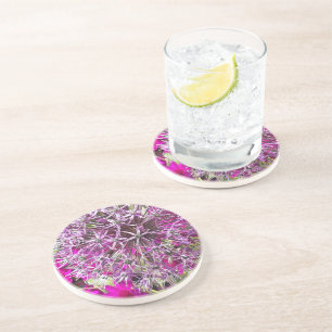 Allium & Summer Flowers Sandstone Coaster