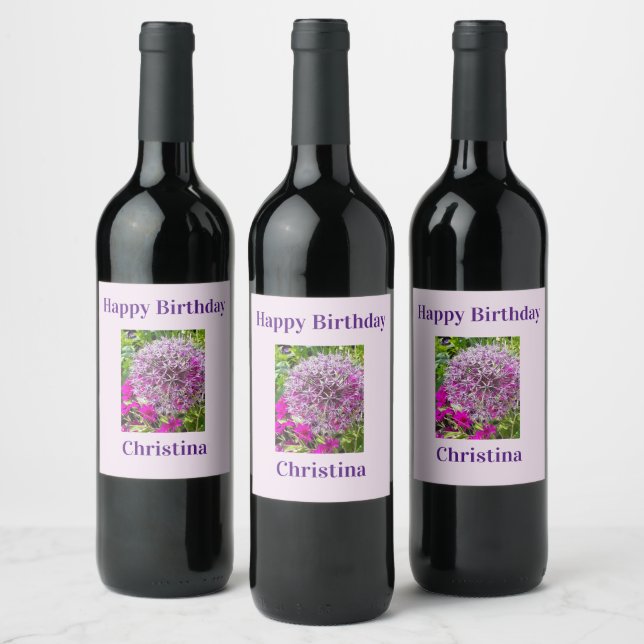 Allium & Summer Flowers   Wine Label (Bottles)