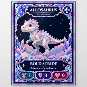 Allosaurus Dinosaur, Rainbow Foil Art Postcard