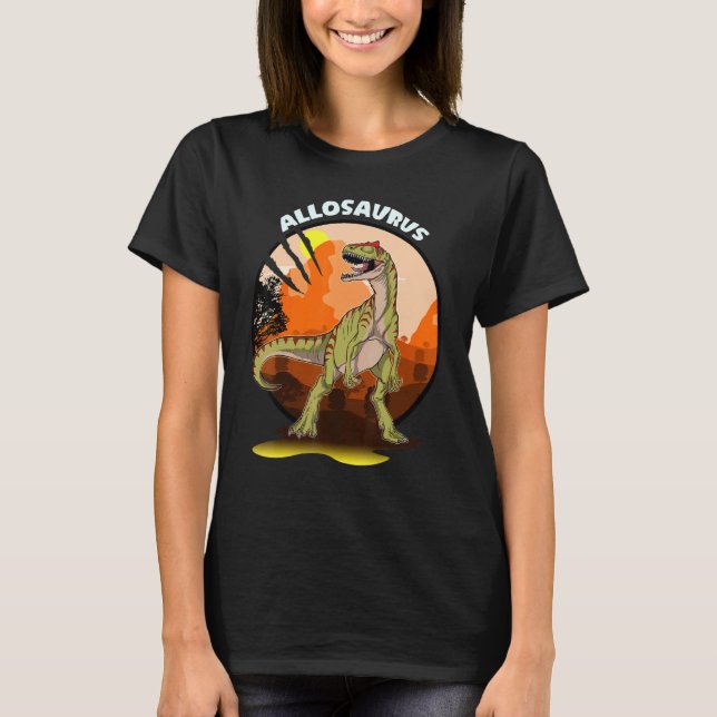 Allosaurus Dinosaur  With Background T-Shirt (Front)