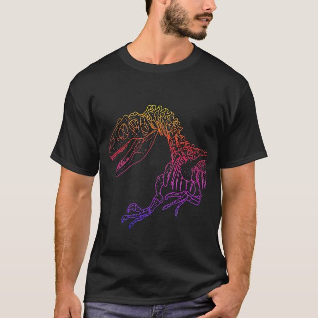 Allosaurus Skeleton Rainbow T-shirt (Front)