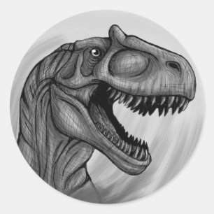 Allosaurus Sketch Classic Round Sticker