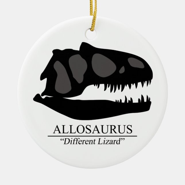Allosaurus Skull Ceramic Tree Decoration (Front)