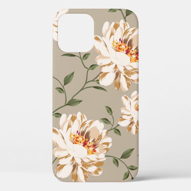 allover brown flower Pattern on blue backgroundflo Case-Mate iPhone Case (Back)
