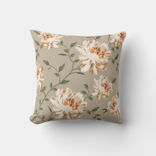 allover brown flower Pattern on blue backgroundflo Cushion