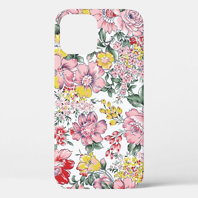 allover flowers pattern on white background Case-Mate iPhone case (Back)