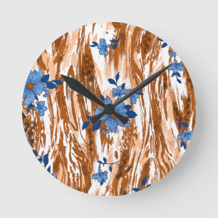 allover flowers round clock