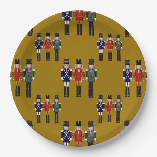 Allover Nutcrackers, Gold-Paper Party Plates (Front)