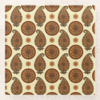 allover paisley design glass coaster