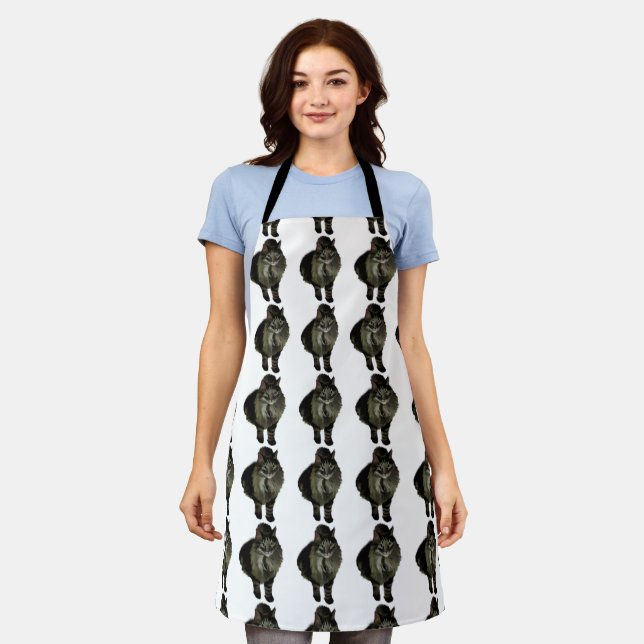 Allover Print Apron Maine Coon Cat #2 (Worn)