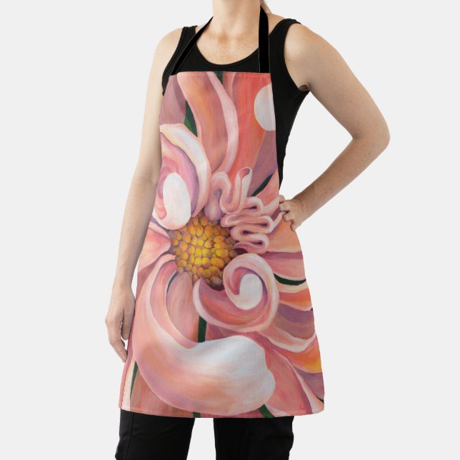 Allover Print Apron Peach Dahlia (Insitu)