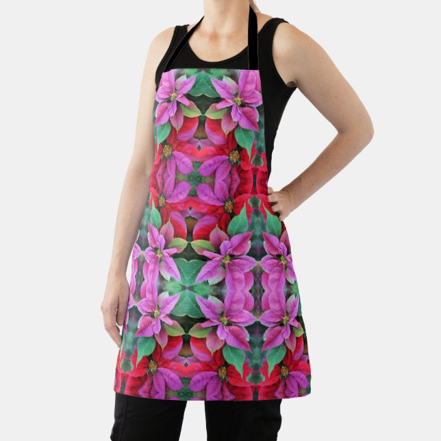 Allover Print Apron Poinsettias (Insitu)