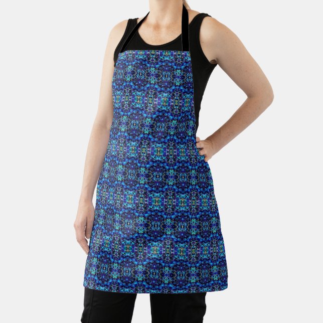 Allover Print Apron Purple & Blue Orchids (Insitu)