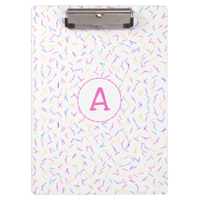 Allover Sprinkles Pink Multi Initial Clipboard (Front)