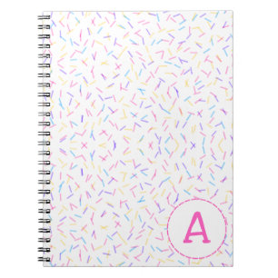 Allover Sprinkles Pink Multi Initial Notebook