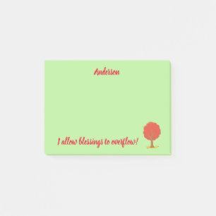 Allow Blessings positive affirmations Red Tree Post-it Notes