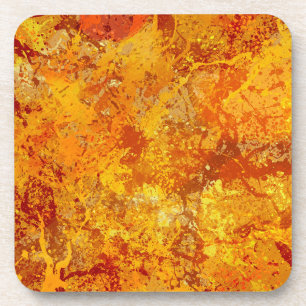 Alloy Orange and Amber Paint Splatter Abstract Coaster
