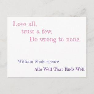 All's Well That Ends Well Postcard