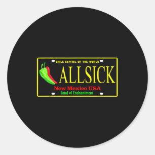 Allsick New Mexico Black And Yelllow  Classic Round Sticker