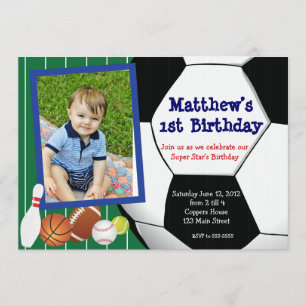 Allstar Soccer Baseball Birthday Invitation