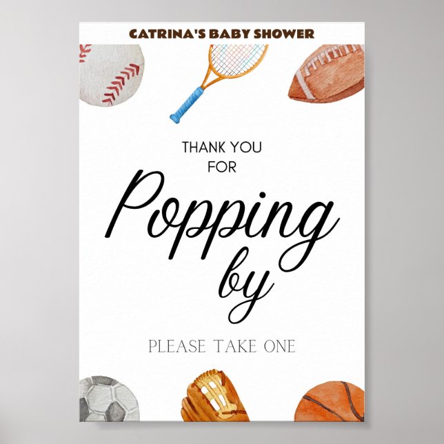 Allstar Sports Baby Shower Sign 5x7 (Front)