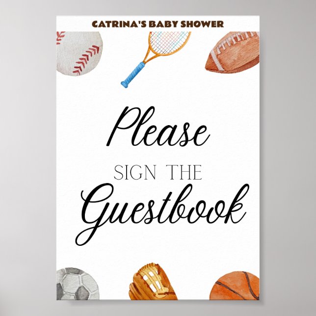 Allstar Sports Baby Shower Sign 5x7 (Front)