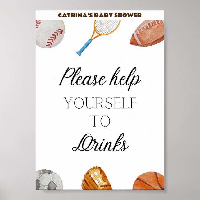Allstar Sports Baby Shower Sign 5x7 (Front)