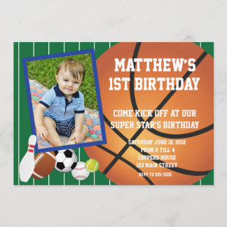 Allstar sports Basketball Birthday Invitation