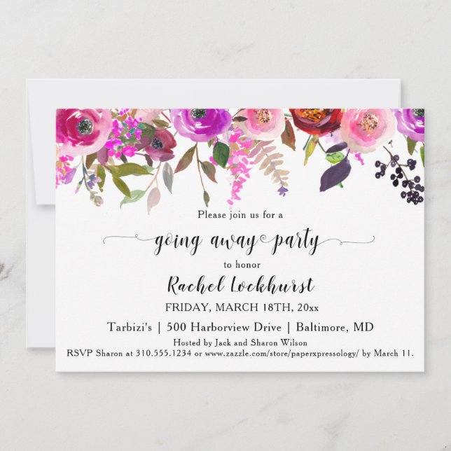 Allure Mixed Blooms Moving Going Away Party Photo Invitation (Front)
