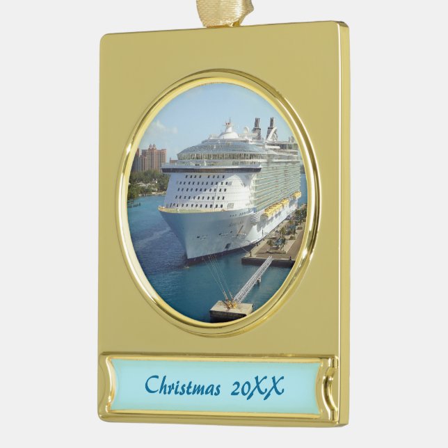 Alluring Bow 2 Dated Gold Plated Banner Ornament (Left)