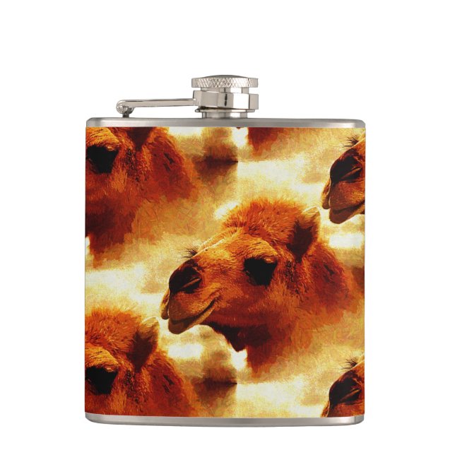 Alluring Camel Face Hip Flask (Front)