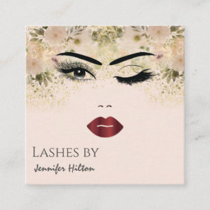 Alluring modern simple sensual girl face square business card