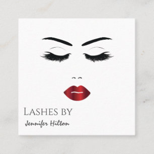 Alluring modern simple sensual girl face square business card