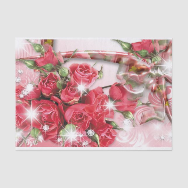 Alluring Pink Roses Tissue Paper (Front)