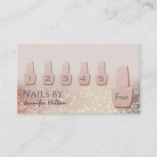Alluring rose gold glittery nail salon business card