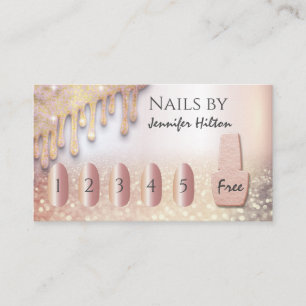 Alluring rose gold glittery nail salon business card