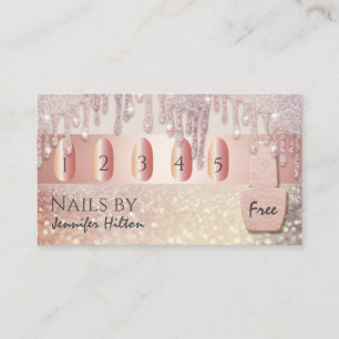 Alluring rose gold glittery nail salon business card