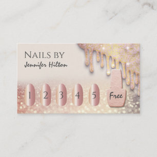 Alluring rose gold glittery nail salon business card