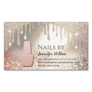 Alluring rose gold glittery nail salon 	Magnetic business card