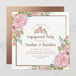 Alluring Rose Vintage Dusty Pink Engagement Party Invitation