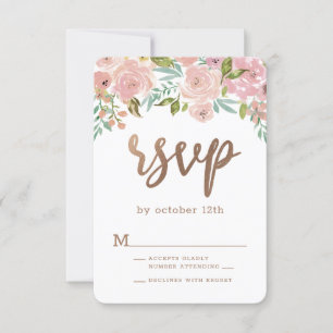 Alluring Rose Vintage Dusty Pink Floral Watercolor RSVP Card