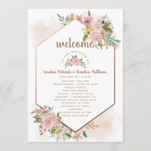 Alluring Rose Vintage Dusty Pink Wedding Ceremony Program