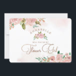 Alluring Rose Vintage Flower Girl Proposal Card<br><div class="desc">Alluring Rose Vintage Dusty Pink Floral Watercolor Elegant Flower Design with roses, leaves, buds, Foliage, and rose gold foil accents. Subtle soft colours of pastel dusty blush pink, greens, mints, and peach. A cottage chic look perfect for a spring, summer, or garden wedding at your homestead, farm, or barn venue....</div>