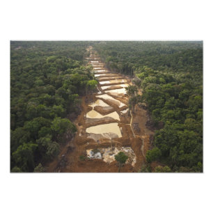 Alluvial Gold Mining. Rainforest, Guyana. Photo Print