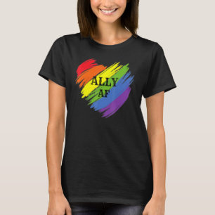 Ally Af Gay Pride Month Lgbt Rainbow Heart T-Shirt