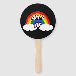 Ally AF I - LGBTQ Flag Gay Trans Queer Pride Hand Fan